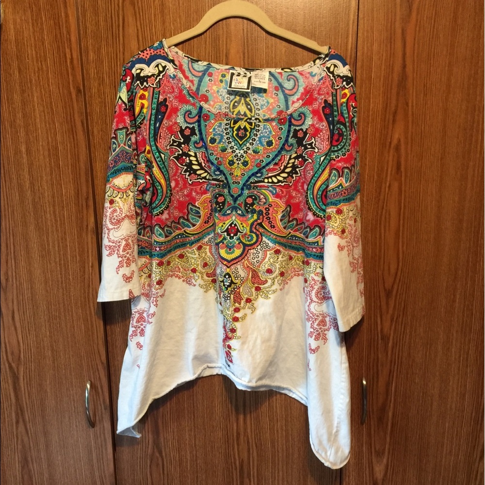 Take Two long multicolored top.  Size L